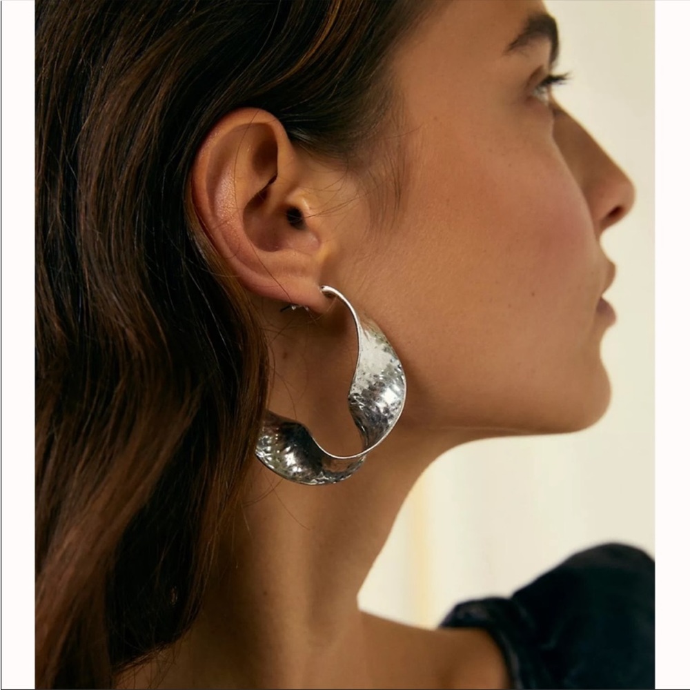 Anthropologie Twisted Metal Hoop Earrings
